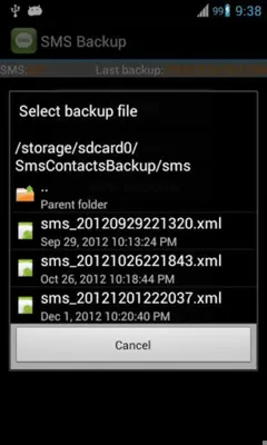 Super Backup: SMS and Contacts android App screenshot 1